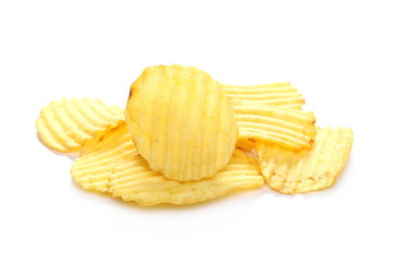 Potato chips isolated on white background