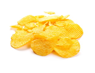 Potato chips isolated on white background