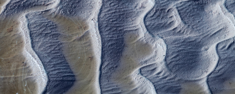 Aerial shot oxidised old mining iron minerals in water Rio Tinto