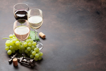 Wine glasses and grapes