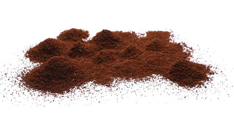 Instant coffee, pile of powdered isolated on white background