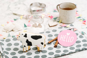 Cute hand made cookies in a shape of animals