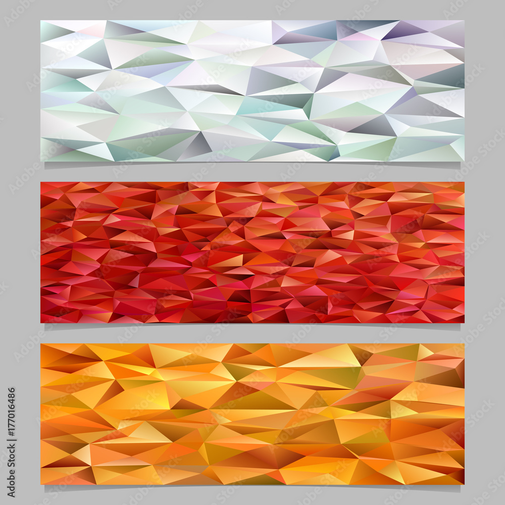 Poster abstract triangle polygon pattern mosaic banner template background set - trendy vector illustration