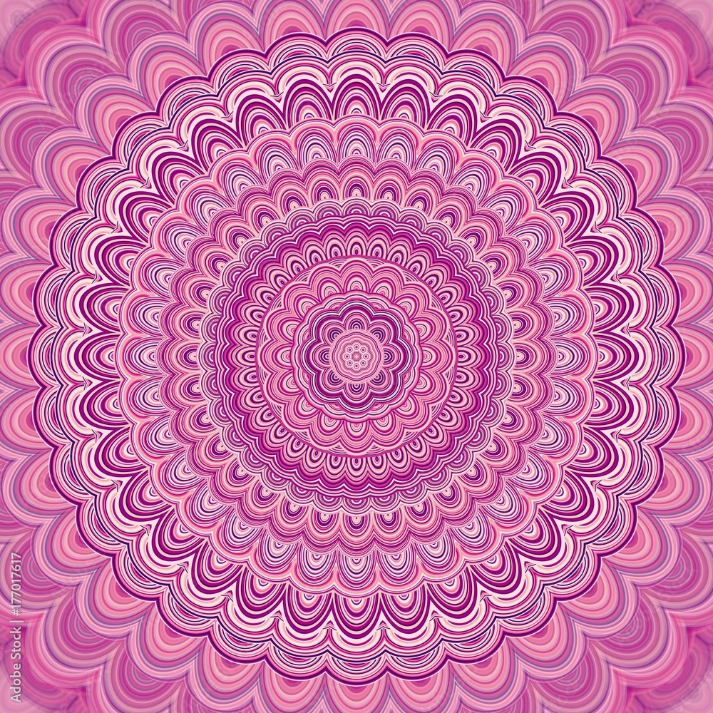 Poster pink mandala fractal ornament background - round symmetrical vector kaleidoscope pattern graphic des