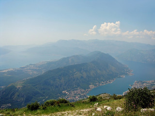 Fototapeta na wymiar Views of the Bay of Kotor from the heights, Montenegro