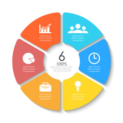 Set of round infographic diagram. Circles of 6 elements or steps. Vector EPS10