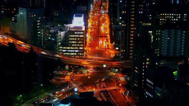 大都会　東京　夜景　イメージ　タイムラプス　交差点　グレーディング