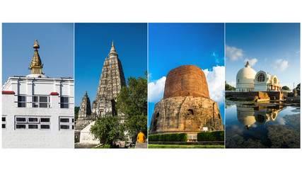 The Four Holy Places of Buddhism, Pilgrimage landmark, include clipping path for remove background,...