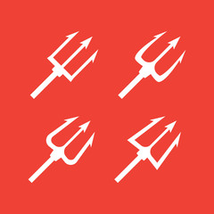 devil icon fork. Black trident silhouette set illustration