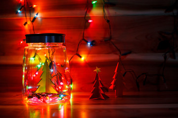 Christmas light in bottle decor.