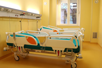 Hospital room with medical bed