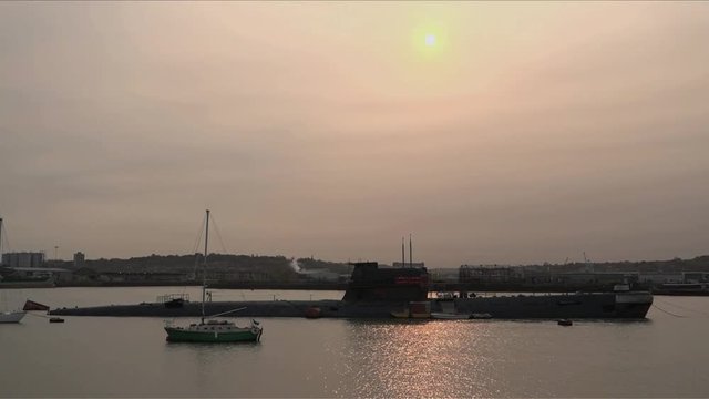 UK Oct 2017 - Soviet U-475 Black Widow submarine moored on River Medway in Kent.