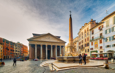square of pantheon in Rome - obrazy, fototapety, plakaty