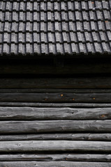 Wooden barns. Traditional agricultural buildings in the alpine region.