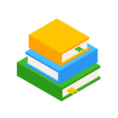 Pile of three Books. Education Infographic Concept  with Books Stack. Books stacked on top of each other. Vector illustration of isolated layers on a white background