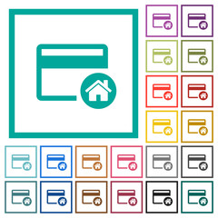 Set credit card as default flat color icons with quadrant frames