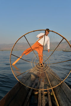Traditional fisherman on Inle lake