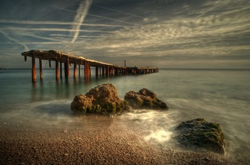 Abandoned sea pier. Crimea, Simeiz