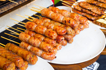 Grilled sausages, Thai spicy sausages