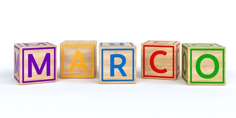 Name Marco bunte W&uuml;rfel