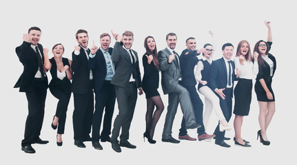 Obraz premium Happy business group. happy business team celebrating victory
