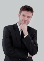 Smiling business man isolated on white