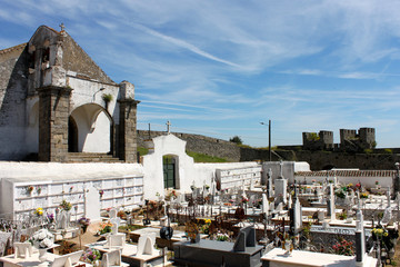 The church cemetery of Evora Monte, a Portuguese town in the Alentejo region