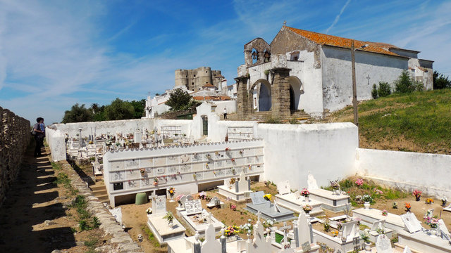 The church cemetery of Evora Monte, a Portuguese town in the Alentejo region