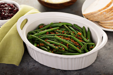 Green beans with bacon for Thanksgiving or Christmas dinner