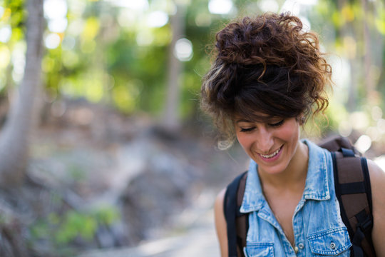 Portrait of a Woman Smiling in Nature