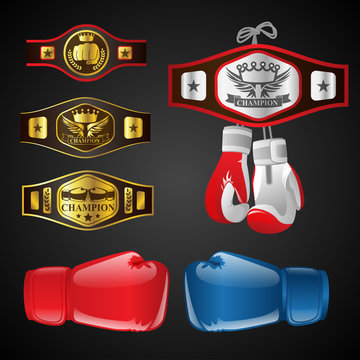 Set of MMA objects - modern vector realistic isolated clip art