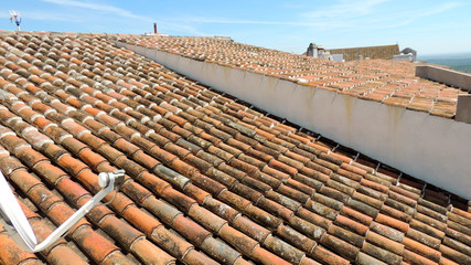 The streets and houses of Evora Monte, a walled town in the Alentejo region of Portugal