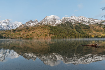 Teton Sunrise Reflection in String Lake in Fall