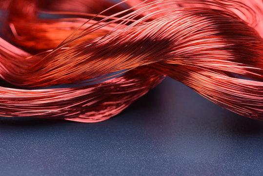 Closeup of Copper Wire on Metal Board with Copy Space