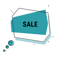 Sale. Flat geometric vector bubble. Transparent banner.
