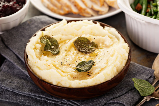 Mashed potatoes with butter and sage