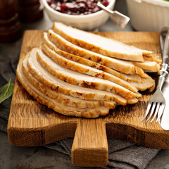 Sliced roasted turkey breast for Thanksgiving or Christmas