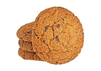 Chocolate chip cookies on a white background