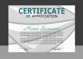 Certificate of appreciation template. Elegant design. Vector