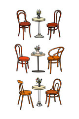 Cafe furniture illustration
