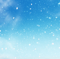 Winter christmas sky with falling snow