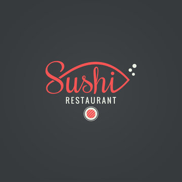 Sushi restaurant design. Fish menu background.