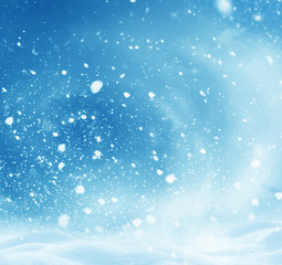 Merry christmas and happy new year greeting card with copy-space. Winter christmas landscape.Snow background