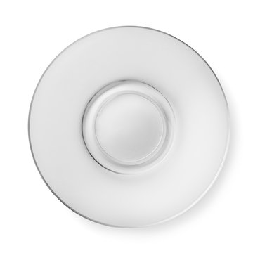 Top view of empty glass saucer