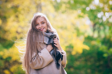 happy smiling woman, outdoors, autumn park.