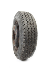 old car tyre on isolated white background