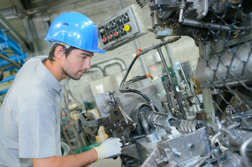 Man on industrial production line