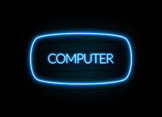 Computer  - colorful Neon Sign on brickwall