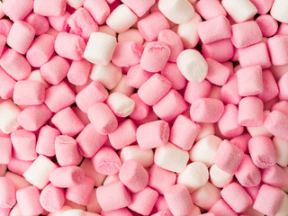 White and pink mini marshmallows background