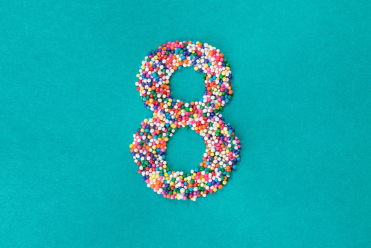 The number eight built from nonpareils